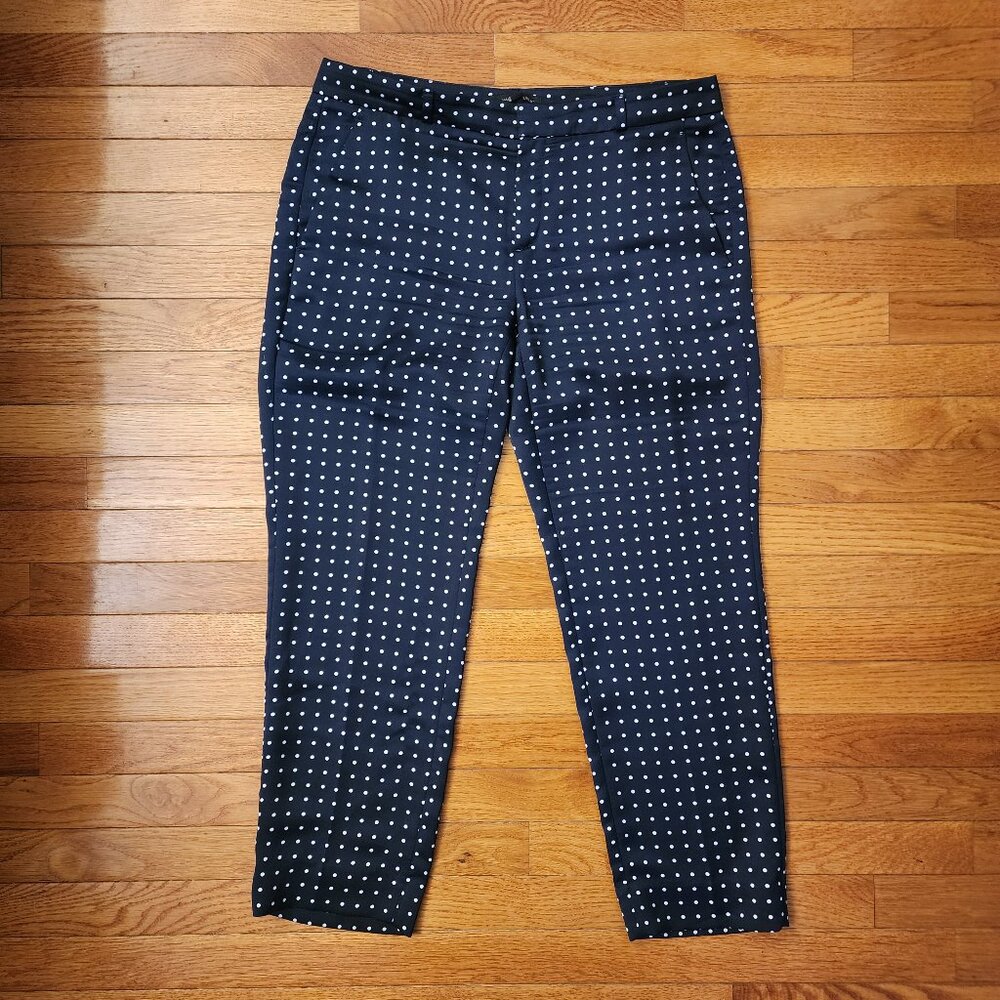 Banana Republic Navy & White Polka Dot Slacks